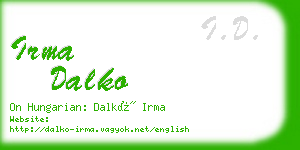 irma dalko business card